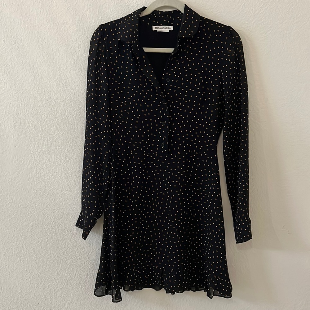 Reformation Mini Collard Long Sleeved Dress Size 4